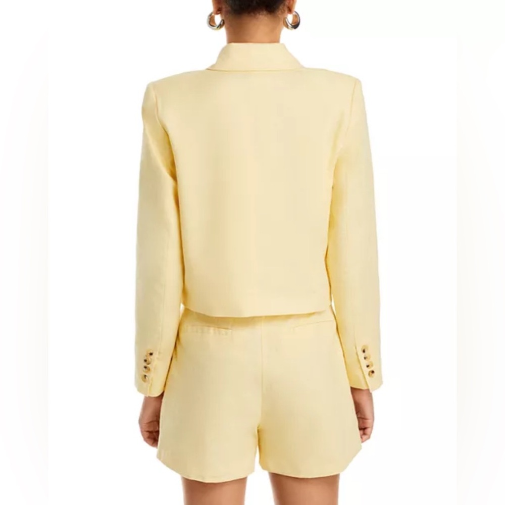 Aqua Butter Yellow Double Breasted Cropped Blazer Jacket Size Small - Picture 2 of 11